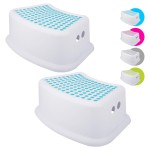 Step Stool for Kids (2 Pack), Toddlers Stool for Potty Training, Bathroom, Kitchen, Bedroom, Toy Room and Living Room. Toilet Stools with Soft Anti-Slip Grips for Safety, Stackable (Blue)