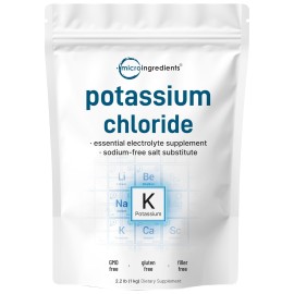 Potassium Chloride Powder, 1 KG (35 Ounce) | Salt Substitute & Essential Hydration Electrolyte Supplement | Supports Mineral Balance, Heart, Joint, and Immune Health | Filler Free, Dissolves Easily