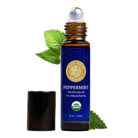 Silk Road Organic Peppermint Essential Oil Roll On, USDA Certified, for Morning Sickness, Motion Sickness & Nausea - 10 ml Aromatherapy Roller
