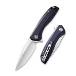 CIVIVI Liner Lock Folding Knife Baklash 3.5 Satin Blade G10 Handles, Reversible Pocket Clip C801C (Black)