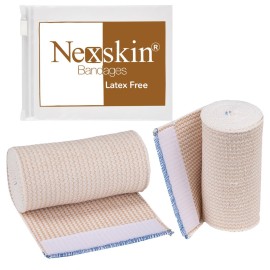 Premium Elastic Bandage Wrap (4 Wide, 25 Pack) - Nexskin Latex Free Athletic/Medical Compression Bandages Hook & Loop Fasteners at Both Ends - Lifetime Washable & Reusable Bandages