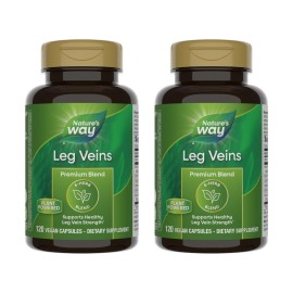Nature\'s Way Leg Veins, Supports Healthy Leg Vein Strength*, 6-Herb Blend, With Horse Chestnut Extract, Dandelion, Gluten Free, 120 Vegan Capsules (Packaging May Vary) - 2 Pack
