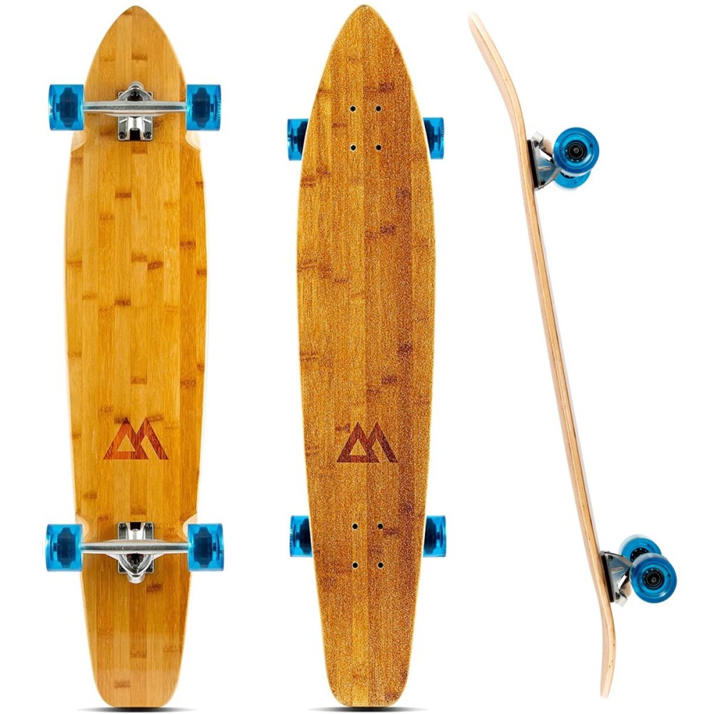 Magneto Kicktail Cruiser Longboard Skateboard - Adult Skate for Commuting & Carving - Smooth 78A Wheels for Cruiser Skateboard - Bamboo Longboard Construction with Maple Core - 44 x 9, Blue