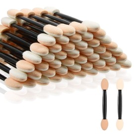 MORGLES Eyeshadow Applicators Double Sided, 50PCS Eyeshadow Brush 2.4 Inch Makeup Applicator Sticks for Women Girls, Black