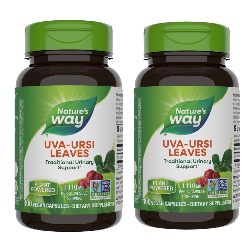 Nature\'s Way Uva Ursi Leaves, Traditional Urinary Support*, 1,110 mg per 3-Capsule Serving, Non-GMO Project Verified, Herbal Dietary Supplement, 100 Vegan Capsules (Packaging May Vary) - 2 Pack