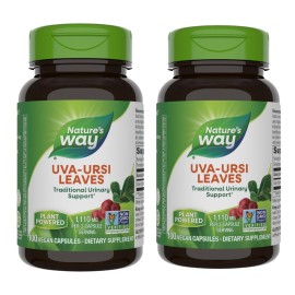 Nature\'s Way Uva Ursi Leaves, Traditional Urinary Support*, 1,110 mg per 3-Capsule Serving, Non-GMO Project Verified, Herbal Dietary Supplement, 100 Vegan Capsules (Packaging May Vary) - 2 Pack