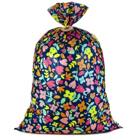 Hallmark 56 Jumbo XL Plastic Gift Bag (Pink and Yellow Flowers) for Birthdays, Mother\'s Day, Bridal Showers, Baby Showers, Engagements, Weddings and More