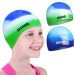 Aegend 2 Pack Kids Swim Cap for Girls Boys Age 3-8, Waterproof Swim Cap Kids Durable Silicone Swimming Cap for Long Hair, Blue & Green