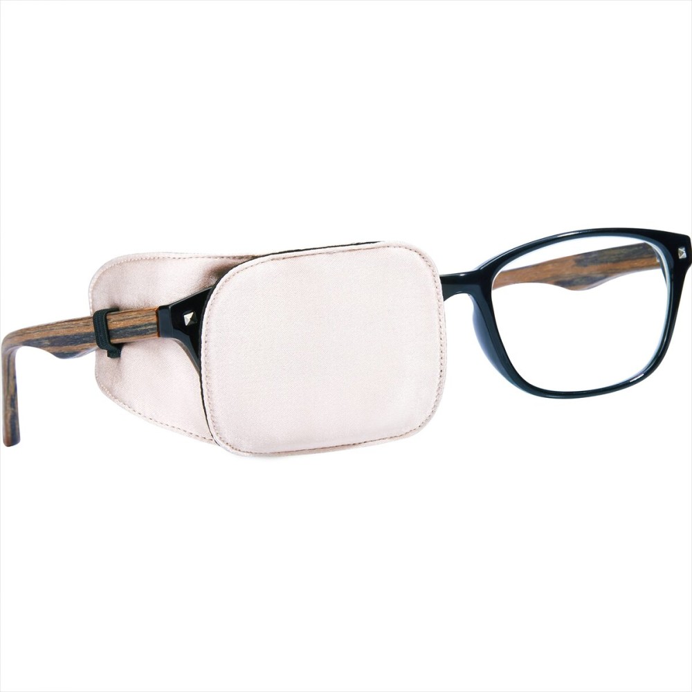 Astropic Silk Eye Patch for Adults Kids Glasses to Cover Either Eye (Medium, Creamy Beige)
