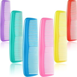 Leinuosen 12 Pieces Hair Combs Set Pocket Plastic Fine Tooth Dressing Comb for Women and Men, Peines Para Cabello(Yellow, Purple, Green, Blue, Red, Pink)