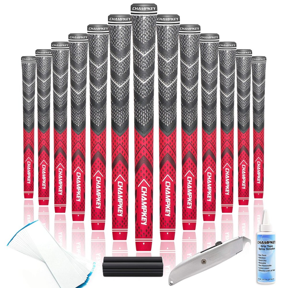 CHAMPKEY Golf Grips 13 Pack | Come with Solvent,15 Tapes,Vise Clamp and Hook Blade | All Weather Control and High Feedback Golf Club Grips