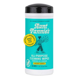 Aunt Fannie\'s Natural Cleaning Vinegar Wipes, Multipurpose Surface Cleaner, Bright Lemon Scent, 35 Count (Pack of 1)