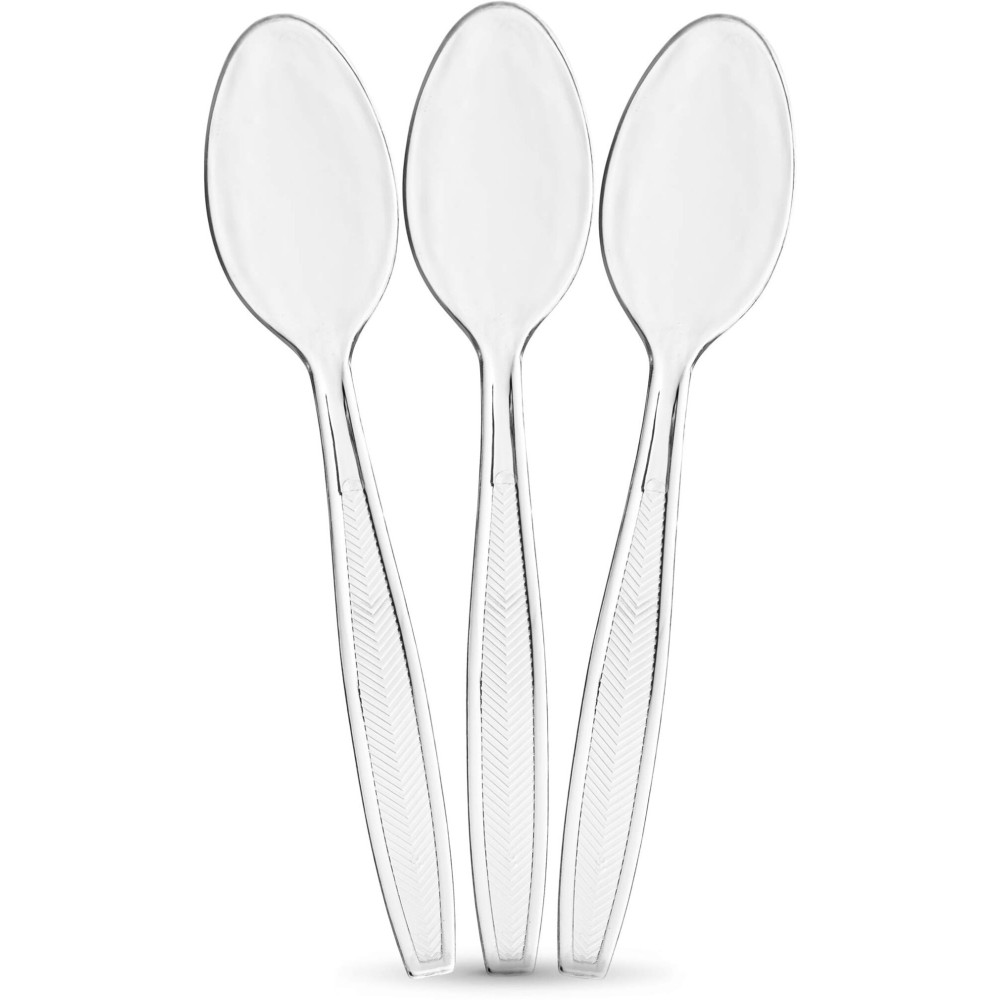 Plasticpro Clear Plastic Tea Spoons Disposable Cutlery Medium Weight Utensils 300 Count