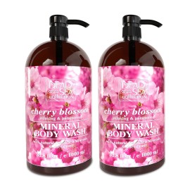 Dead Sea Collection Cherry Body Wash for Women and Men - with Pure Dead Sea Minerals and Cherry Seeds Oil - Cleanses and Moisturizes Skin - Pack of 2 (67.6 fl. oz)