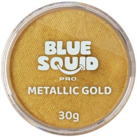 Blue Squid Face Paint Water Based Single Cake Professional Face Paint & Body Paint - Water Activated, Kids Adults Face Painting for Costume, Halloween Makeup, Cosplay - Metallic Gold Face Paint 30g