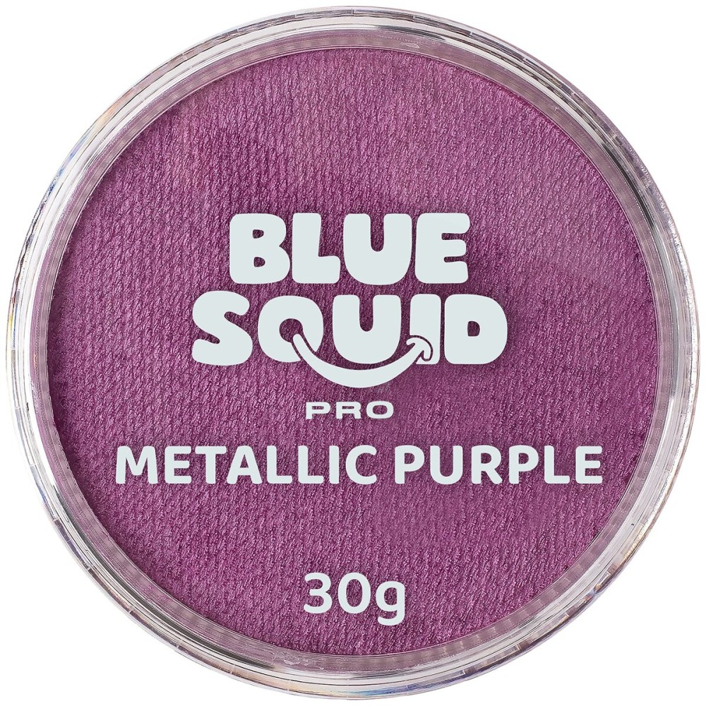 Blue Squid Face Paint Water Based Single Cake Professional Face Paint & Body Paint - Water Activated, Kids Adults Face Painting for Costume, Halloween Makeup, Cosplay - Metallic Purple Face Paint 30g