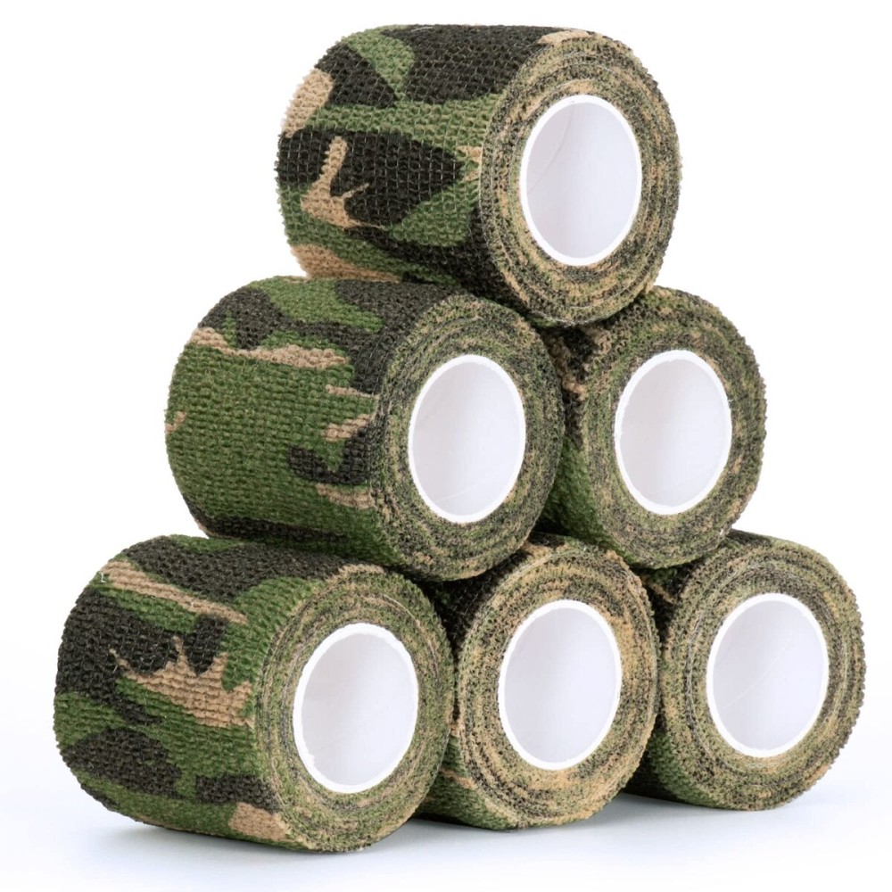 SEADESKY Camouflage Tape Wrap 5CM x 4.5M Camo Form (Pack of 6) (Woodland Camo)