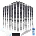 CHAMPKEY Premium Hybrid Golf Grips 13 Pack with All Repair Kits - All Weather Performance Golf Club Grips - High Traction and Control Half Corded Golf Grips for Men(Gray,Standard)