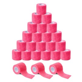 BISIBITA2 Sensi Wrap Grip Cover Sports Self Bandage Rolls 2-inch x 5-Yards 24pcs (Hot Pink)