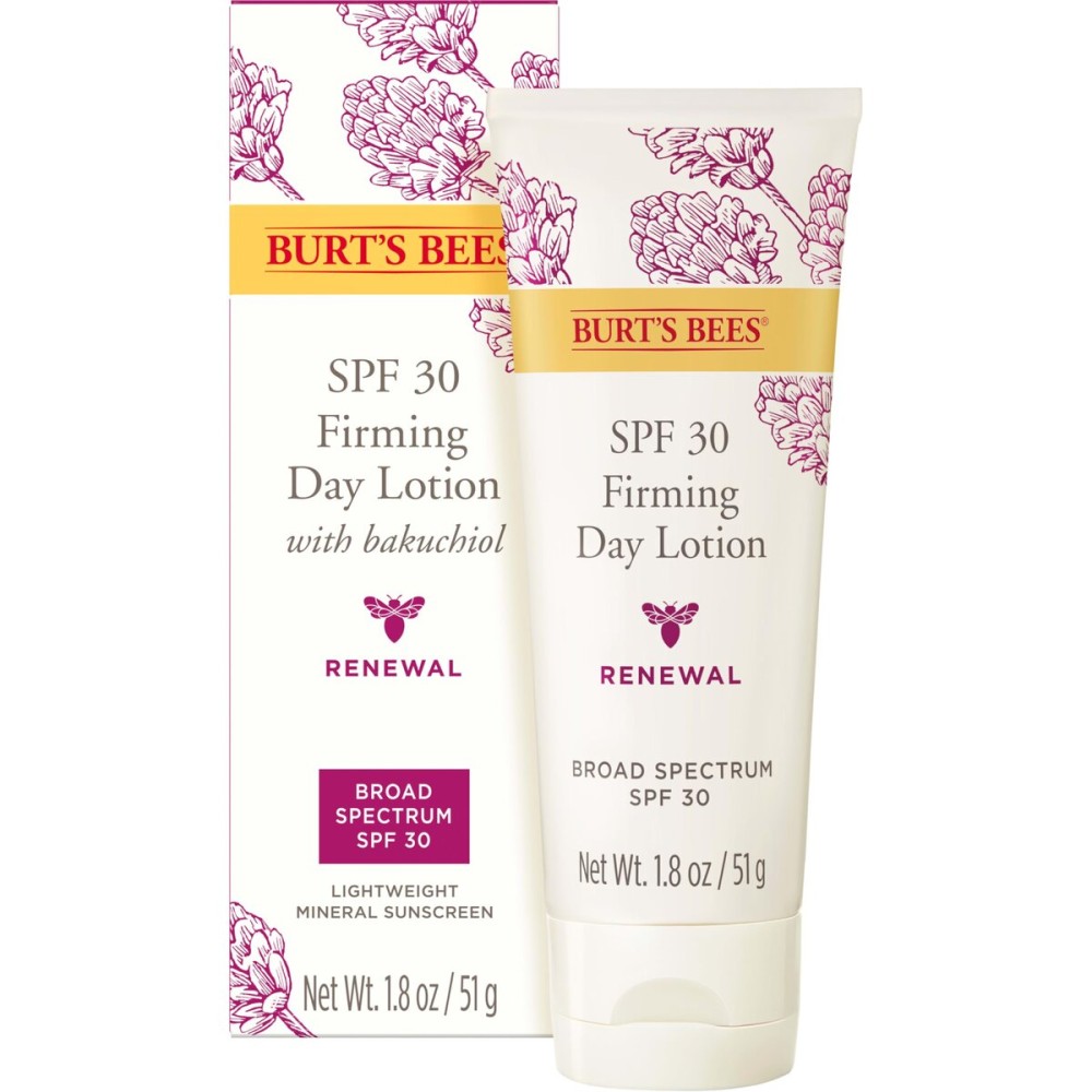 Burt\'s Bees Renewal SPF 30 Firming Day Face Lotion With Bakuchiol, Sunscreen Face Lotion With Natural Retinol Alternative, 98 Percent Natural Origin Skin Care, 1.8 oz. Tube
