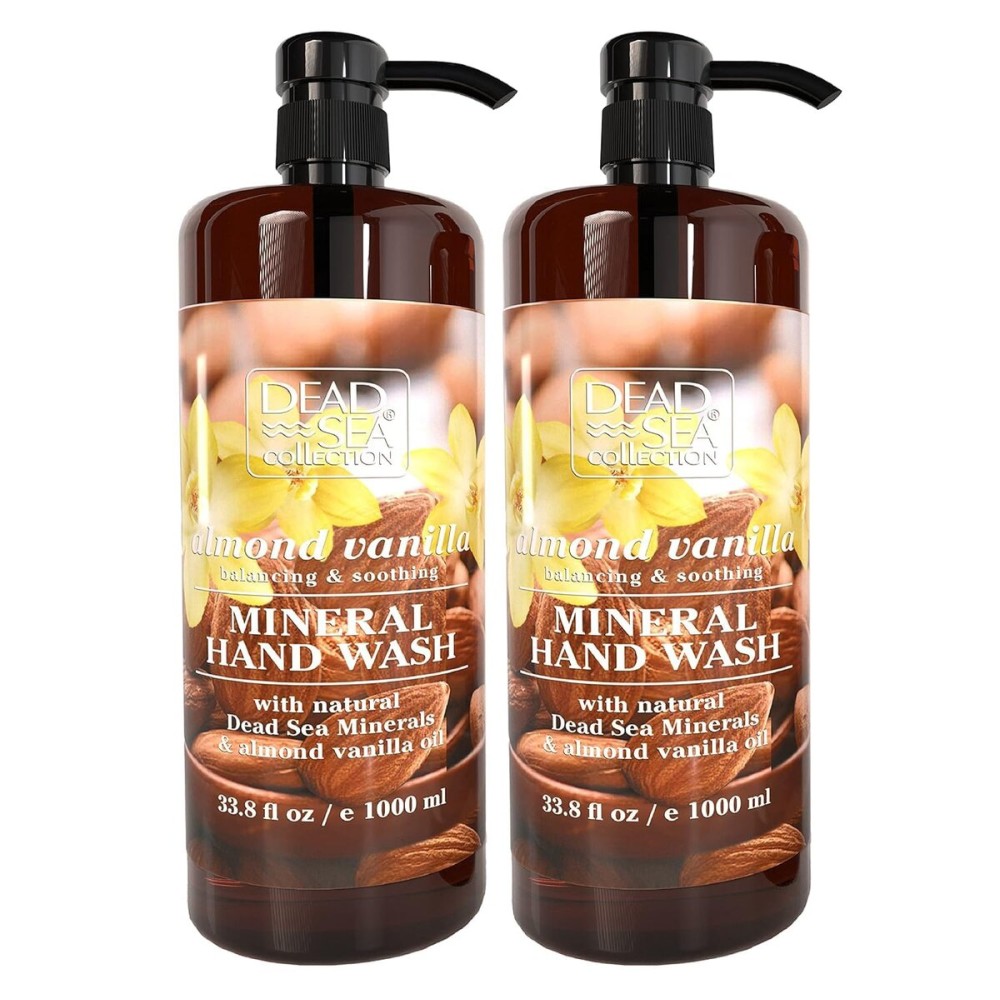 Dead Sea Collection Hand Soap Pump Almond Vanilla - Moisturizing Hand Wash Liquid with Dead Sea Minerals - Almond Vanilla Oils, Balancing & Soothing Pack of 2 (33.8 Fl Oz Each) - 67.6 Fl Oz Total