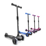 6KU Scooters for Kids 3-10 Year Old with Flash Wheels, Toddler Scooter 4 Adjustable Height, Extra-Wide PU LED Wheels, 3 Wheel Scooters for Girls & Boys (Black)