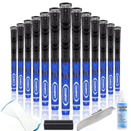 CHAMPKEY Premium Hybrid Golf Grips 13 Pack with All Repair Kits - All Weather Performance Golf Club Grips - High Traction and Control Half Corded Golf Grips for Men(Blue,Standard)