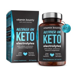 Vitamin Bounty Recover On Keto Electrolytes - Keto Supplements, Electrolytes Pills, Electrolyte Supplement, Keto Vitamins, Sugar Free Hydration, Boost Energy, GLP 1 Support- 60 Capsules