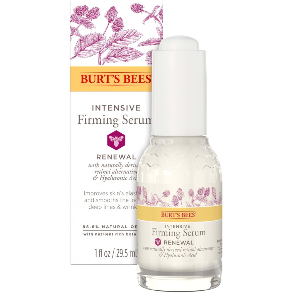 Burt\'s Bees Renewal Intensive Firming Serum With Natural Retinol Alternative and Hyaluronic Acid, Powerful Anti-Aging Ingredients, 98.6 Percent Natural-Origin Skin Care, 1 fl. oz. Bottle
