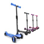 6KU Scooter for Kids Ages 3-10 with Flash Wheels, Kids Scooter 4 Adjustable Height, Toddler Scooter Extra-Wide PU LED Wheels, 3 Wheel Scooter for Kids for Girls & Boys Learn to Steer(Blue)