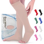Doc Miller Open Toe Compression Socks for Men and Women, 15-20 mmHg, Calf Support Sleeves, Recovery Stockings, Wide Calf, Toeless Design, 1 Pair