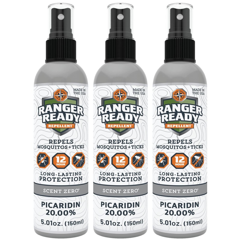 Ranger Ready Repellents Picaridin Insect Repellent with Scent Zero - Mosquito Repellent & Tick Spray (5 Fl Oz, Pack of 3)