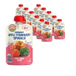 Earth\'s Best Organic Baby Food Pouches, 6+ Months, Fruit and Vegetable Puree for Babies 6 Months and Up, Organic Strawberry, Apple, and Spinach, 3.5 Ounce Resealable Pouch (Pack of 12)