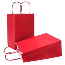 AZOWA Red Gift Bags Mini Red Paper Bags with Handles (4 x 2.4 x 6 in, 12 Pcs)