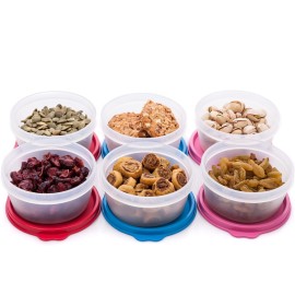 SIGNORA WARE Condiment Containers with Lids- 6 pk. 6.5 oz.Salad Dressing to go Small Food Storage Containers- Sauce Cups Leak proof Reusable Plastic BPA free for Lunch Box Picnic Travel