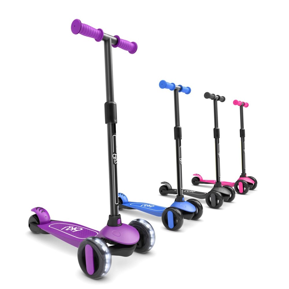 6KU Scooters for Kids 3-10 Year Old with Flash Wheels, Toddler Scooter 4 Adjustable Height, Extra-Wide PU LED Wheels, 3 Wheel Scooters for Girls & Boys (Purple)