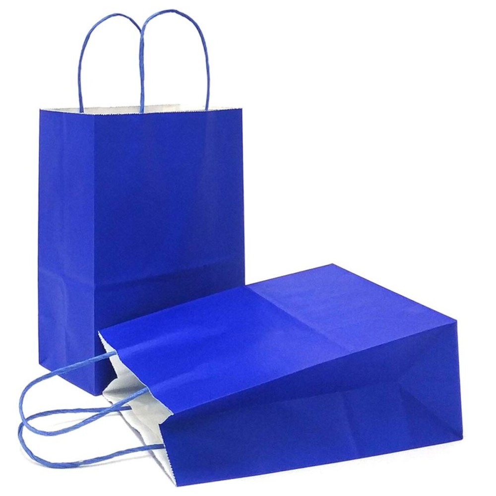 AZOWA Gift Bags Mini Small Kraft Paper Bags with Handles (4 x 2.4 x 6 in, Royal Blue, 12 Pcs)