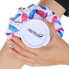 NeoTech Care Ice Bag, Screw Top Fillable, Reusable (Feathers Design, 5 inch)