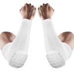 AceList 2PCS Elbow Pads with Padded Compression Shield Shape Arm Sleeves for Protection - Suitable for Basketball, Volleyball, Football, and More - Ideal for Adults, Youth, Girls, Men Women (White XL)
