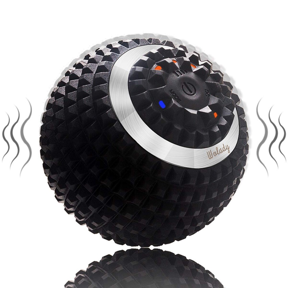 Wolady Vibrating Massage Ball 4-Speed High-Intensity Fitness Yoga Massage Roller, Relieving Muscle Tension Pain & Pressure Massaging Balls (Black)