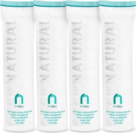 R-Neu Premium [Turkish] Cotton Rounds, 400 Count, Stitched, Waffle Textured, 100% Pure & Natural Cotton Pads for Face, Hypoallergenic Makeup Remover (4 Pack of 100)