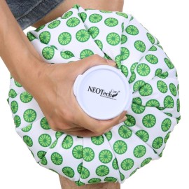 NeoTech Care Ice Bag, Screw Top Fillable, Reusable (Lime Design, 11 inch)