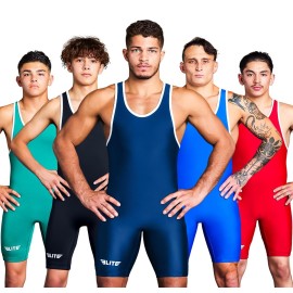 Elite Sports Mens wrestling singlets, Standard Singlet for Men Wrestling Uniform (Navy, Small), Navy, Small