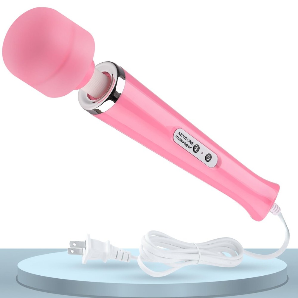Wired Powerful Handheld Wand Massager, Strong Personal Vibration Massage for Sports Recovery, Back Muscle Aches, Whole Body Pain (Pink)