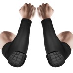 AceList 2 Pcs Shield Shape Crash Proof Elbow Pads Arm Sleeve Compression Shin Pads Brace Protector Gear for Volleyball, Basketball, Football & All Contact Sports, Black XL