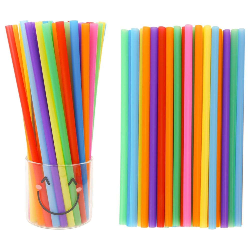 Tomnk 200 Pack Smoothie Straws, 10.3 Inches Straws Disposable, Drinking Straws Disposable in Assorted Bright Colors