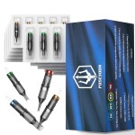 Poseidon Tattoo Cartridge Needles 50Pcs Assorted Mixed Size Round Liner 10 Bugpin 3rl 5rl 7rl 9rl 11rl Disposable Membrane Tattoo Needles Long Taper for Makeup