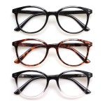 3 Pack Reading Glasses Spring Hinge Stylish Readers Black/Tortoise for Men and Women (3 Mix, 0.75)Medium