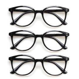 SIGVAN 3 Pack Reading Glasses Spring Hinge Stylish Readers Black/Tortoise for Men and Women (3 Black, 1.50)