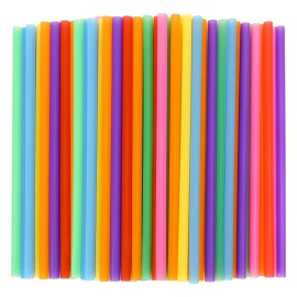 Tomnk 120 Pack Smoothie Straws, 10.3 Inches Straws Disposable, Milkshake Plastic Straws in Assorted Bright Colors
